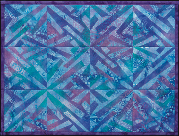 Blue Placemat painted with Fractured-X stencils