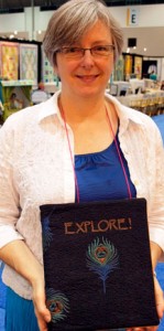 Mary Corcoran with her painted journal cover